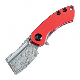 N� Kansept Knives Mini Korvid Damascus Red Aluminium T3030P2