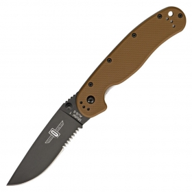 N� Ontario RAT 1 Coyote Brown Seratted Black Blade 8847CB