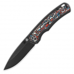 N� QSP Knives Puffin Titanium + Red-Blue Camo Carbon QS127-G2